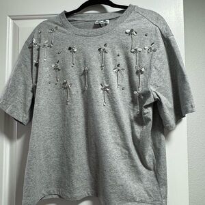 Gray Embellished tee shirt